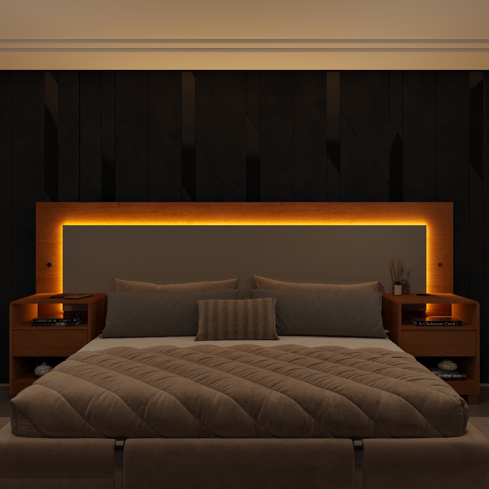 Dormitório Painel Box Casal Com Led Espanha