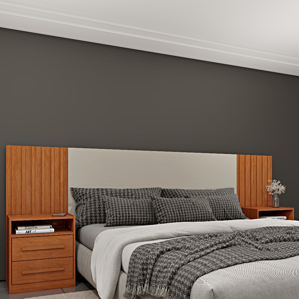 Dormitório Cabeceira box casal ripada Barcelona